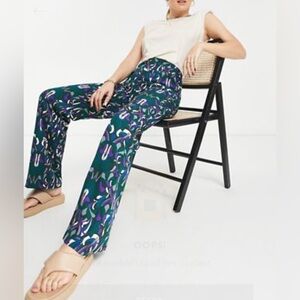 Mango Straight Leg Pants in 70s Retro Print